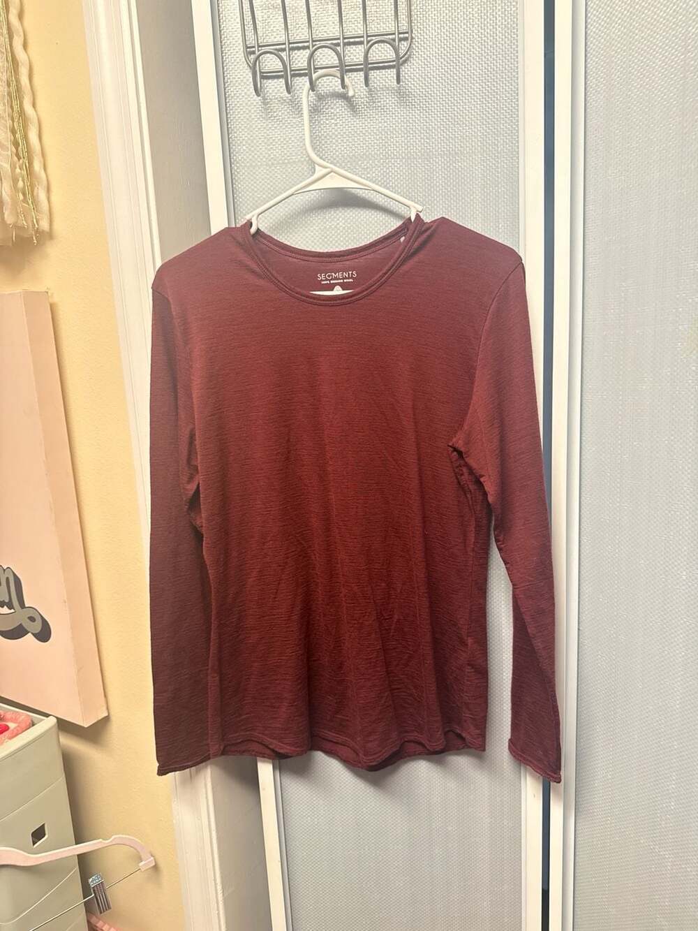 Seg'ments 100% Merino Wool Long Sleeve Shirt Maroon Size M